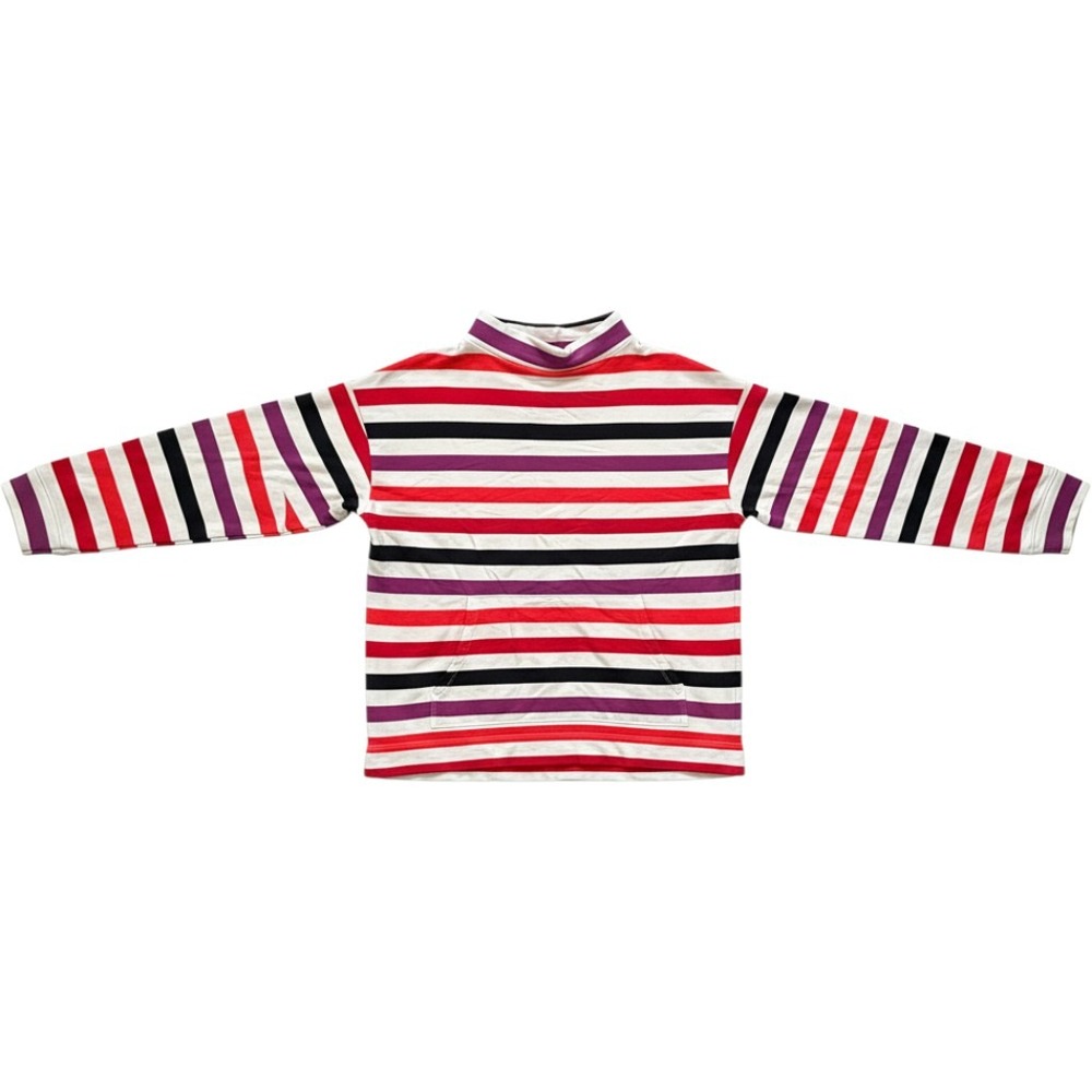 T by Talbots Striped Pullover Womens Small Multi Color Good Button Cuff Pocket